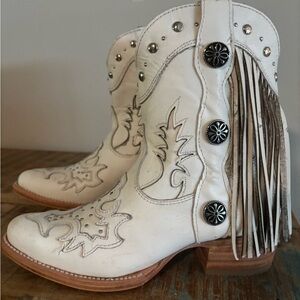 Angus Studded Leather Fringe Booties NWT